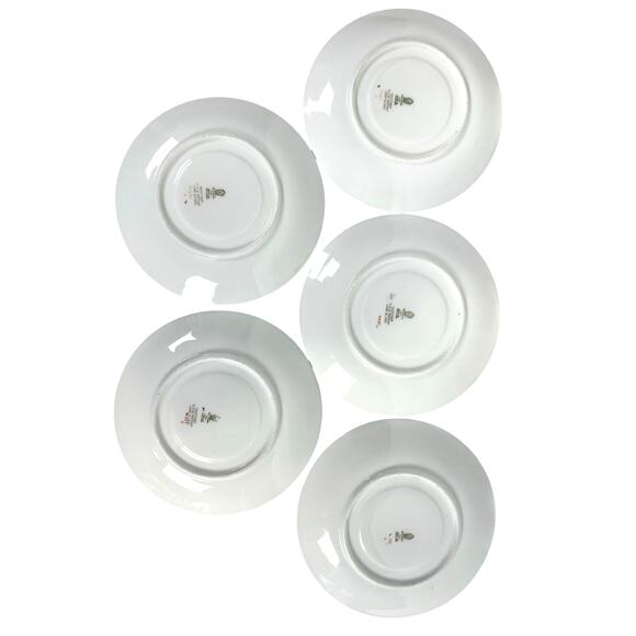 Antique Wedgwood Ventnor Enameled 6 3/8" Saucer for Soup Cup 1920's-Set of 5 - Picture 3 of 4